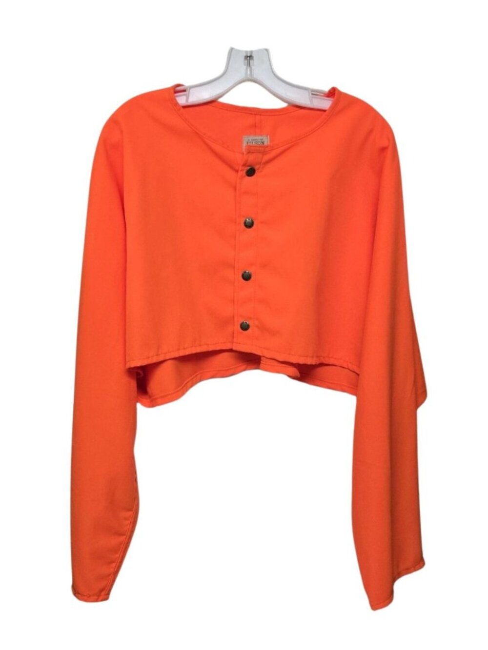 Vintage C.C. Filson Cropped Blaze Orange Shirt Jacket Hunting Shoulder Coverage